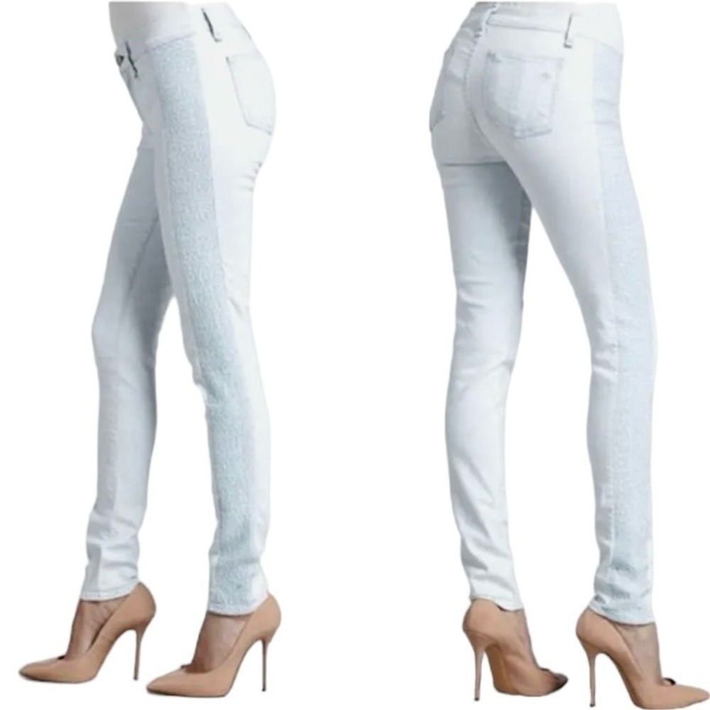Rag & bone Sachico Skinny Crocheted Sides Light Blue Denim Jeans